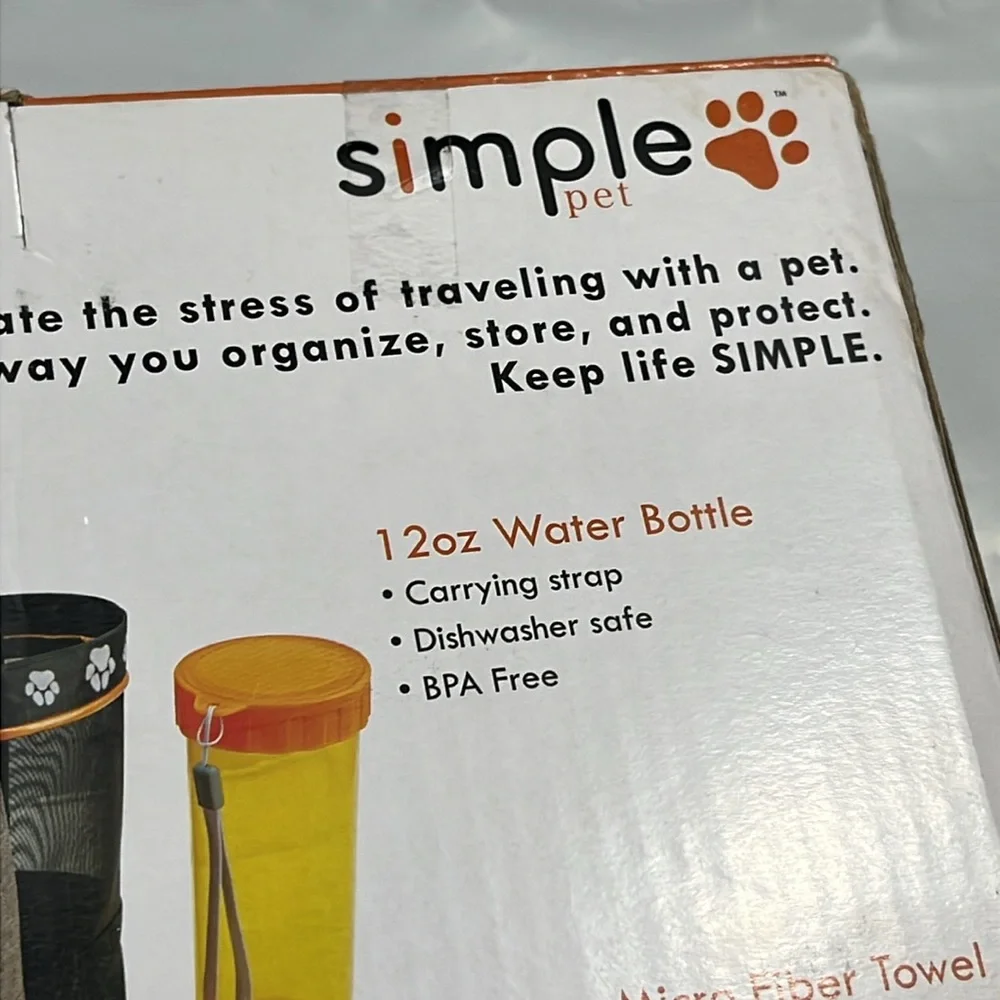 NEW Simple Pet Travel Essentials 6 Piece Set W/ Carry Bag Dog Cat Kit Organizer